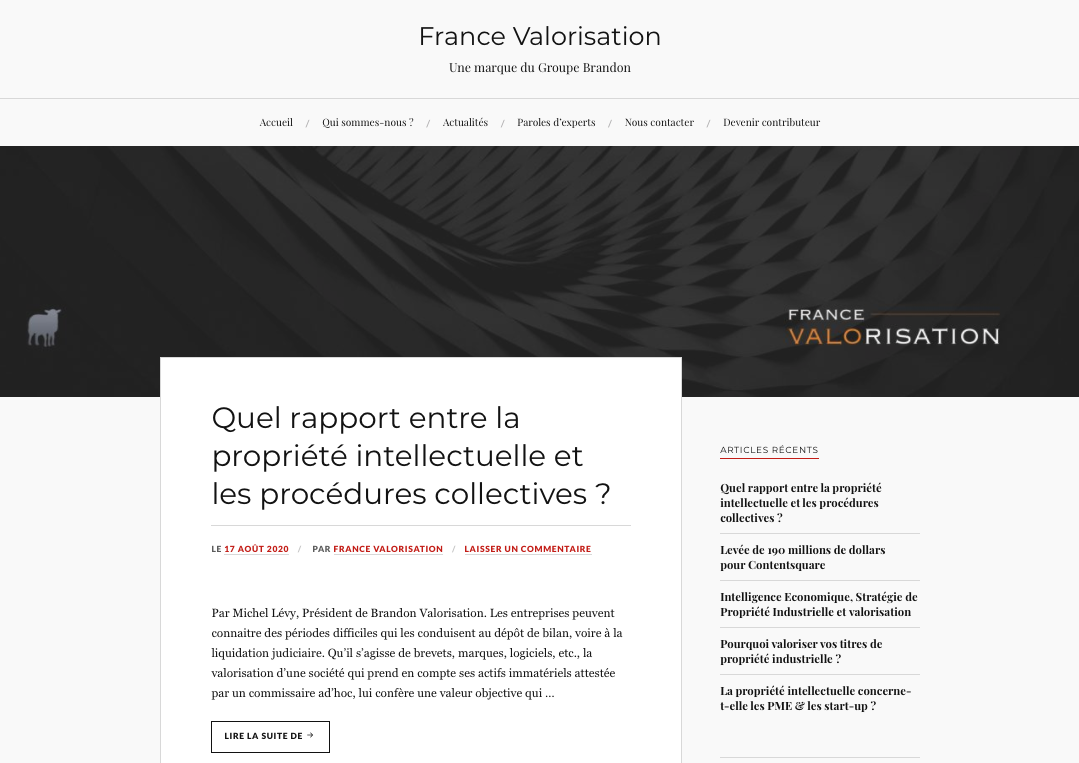 Page accueil blog France Valorisation