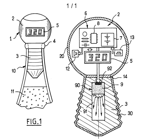 Illustration brevet FR2788035 - Bouchon contenant une horloge électronique et des charges explosives