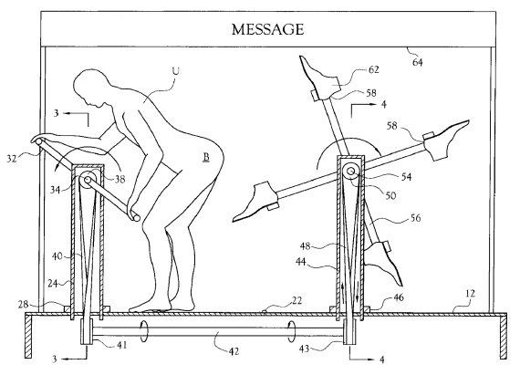 Illustration brevet n°US6293874 - Appareil pour donner des coups de pieds aux fesses de l'utilisateur